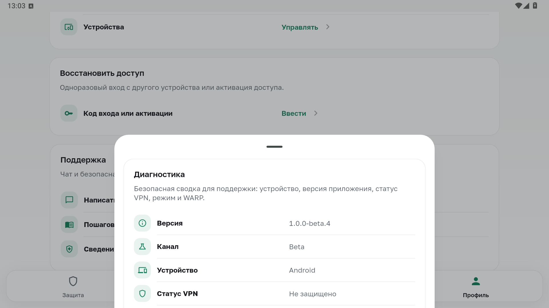 Безопасная диагностическая сводка POKROV